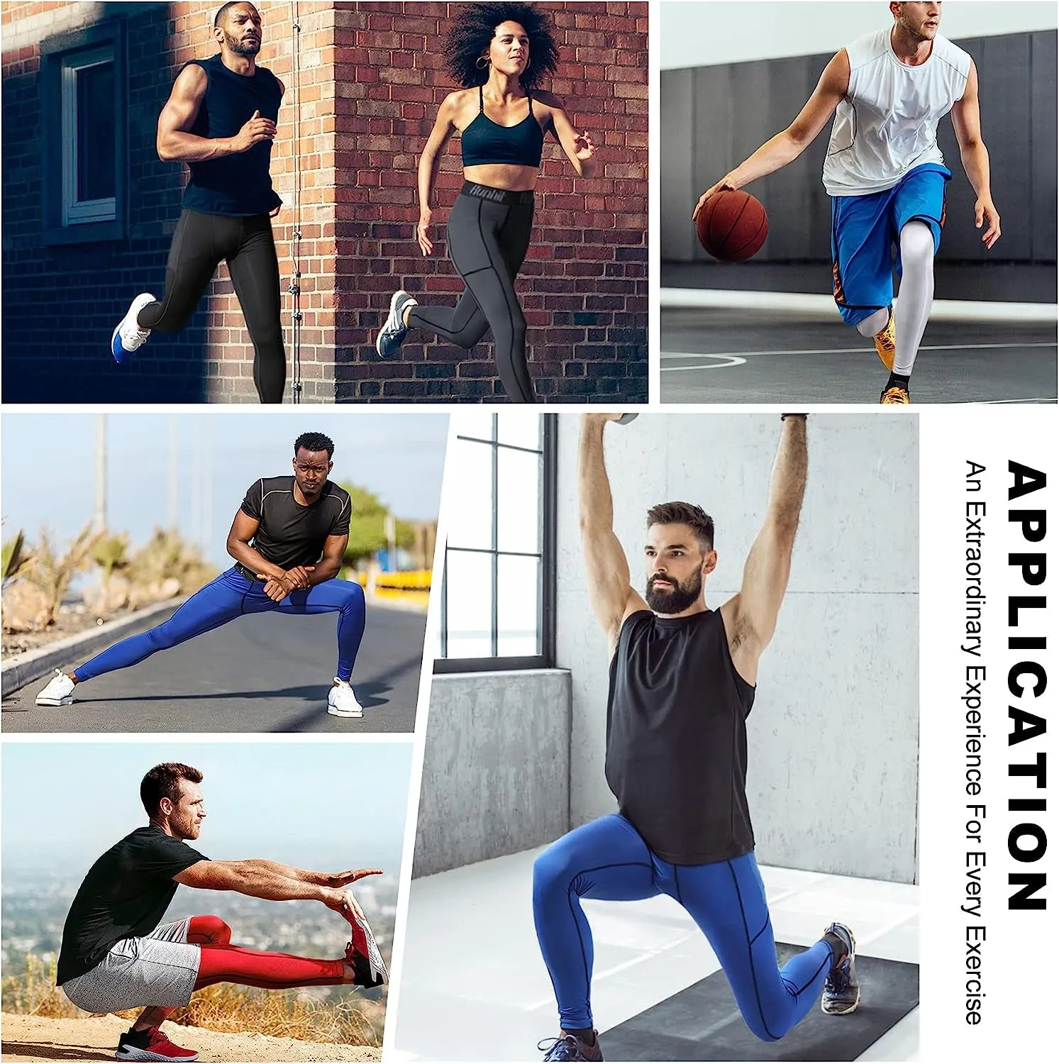Men's Compression Running Tights with Four-Way Stretch