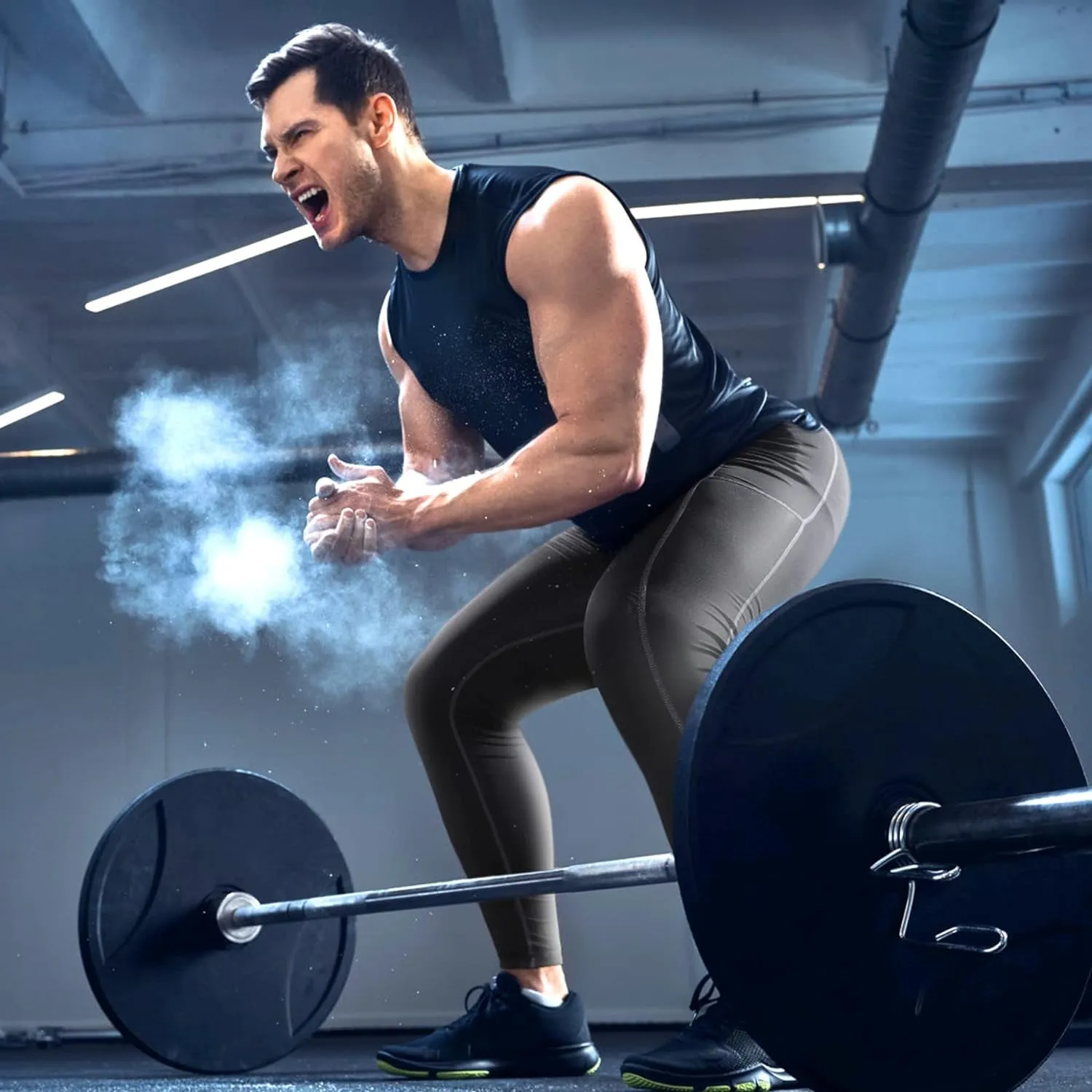 Men's Compression Running Tights with Four-Way Stretch