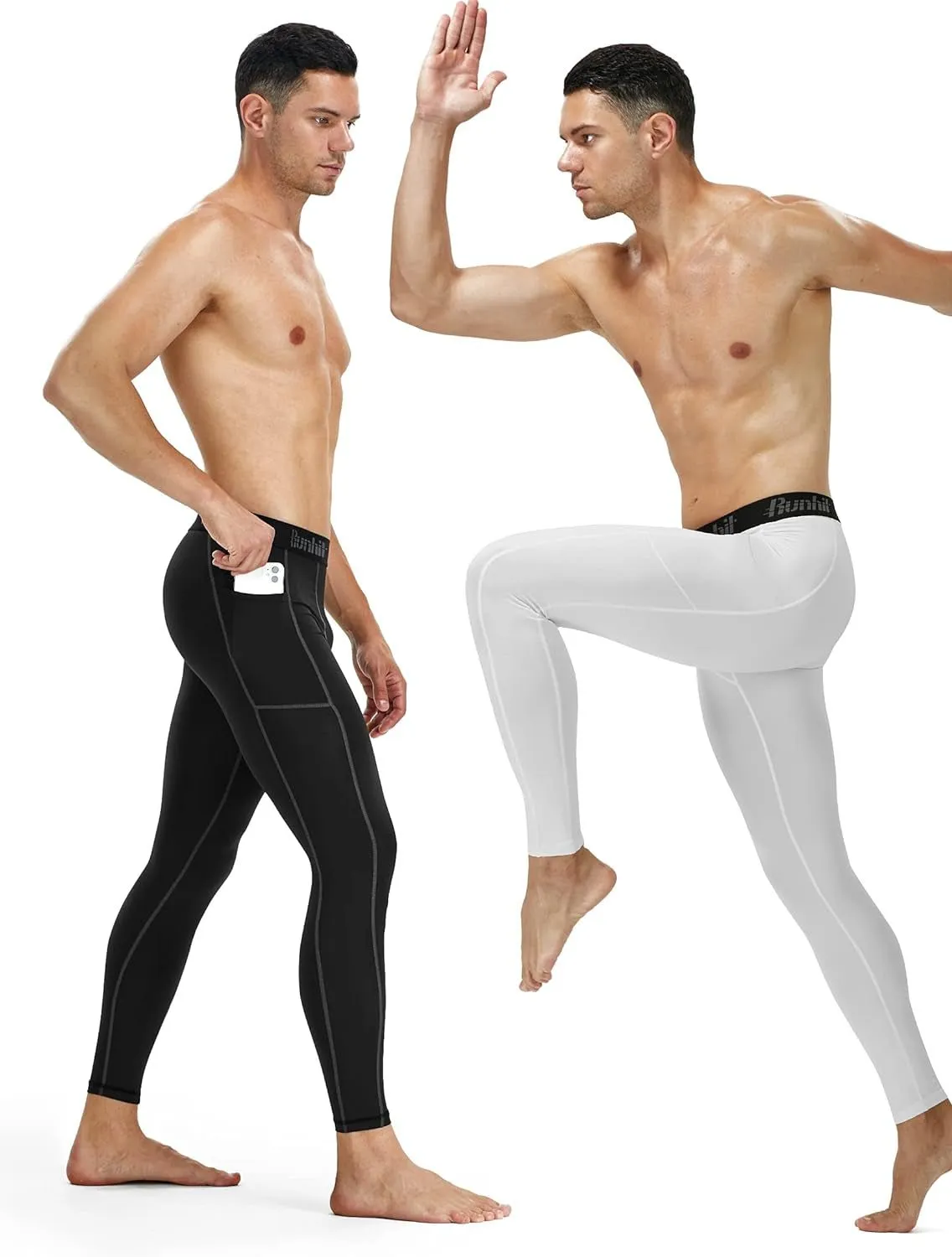 Men's Compression Running Tights with Four-Way Stretch