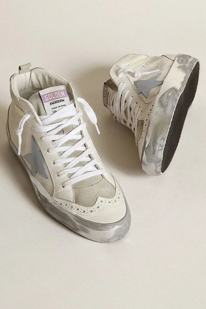 mid star leather star nappa wave - white/ice/blue fog/light yellow