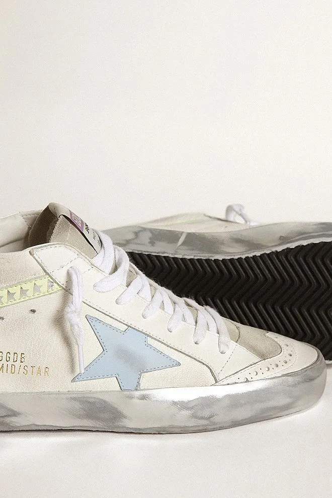 mid star leather star nappa wave - white/ice/blue fog/light yellow
