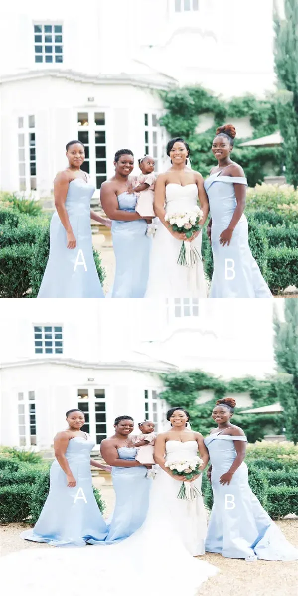 Mismatched One-shoulder Mermaid  Elegant Simple Pretty Long Bridesmaid Dresses,BDS0227