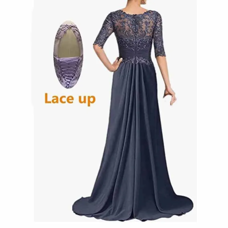 Mother of Bride dresses Short Sleeve Chiffon Lace Bridesmaid Dress Zipper/lace Up Event Dress