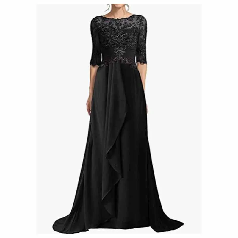 Mother of Bride dresses Short Sleeve Chiffon Lace Bridesmaid Dress Zipper/lace Up Event Dress