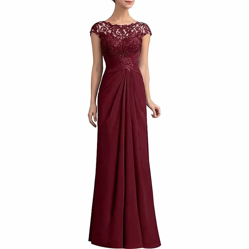 Mother of The Bride Dresses Lace Chiffon Long Formal Evening Dress Wedding Guest Dresses