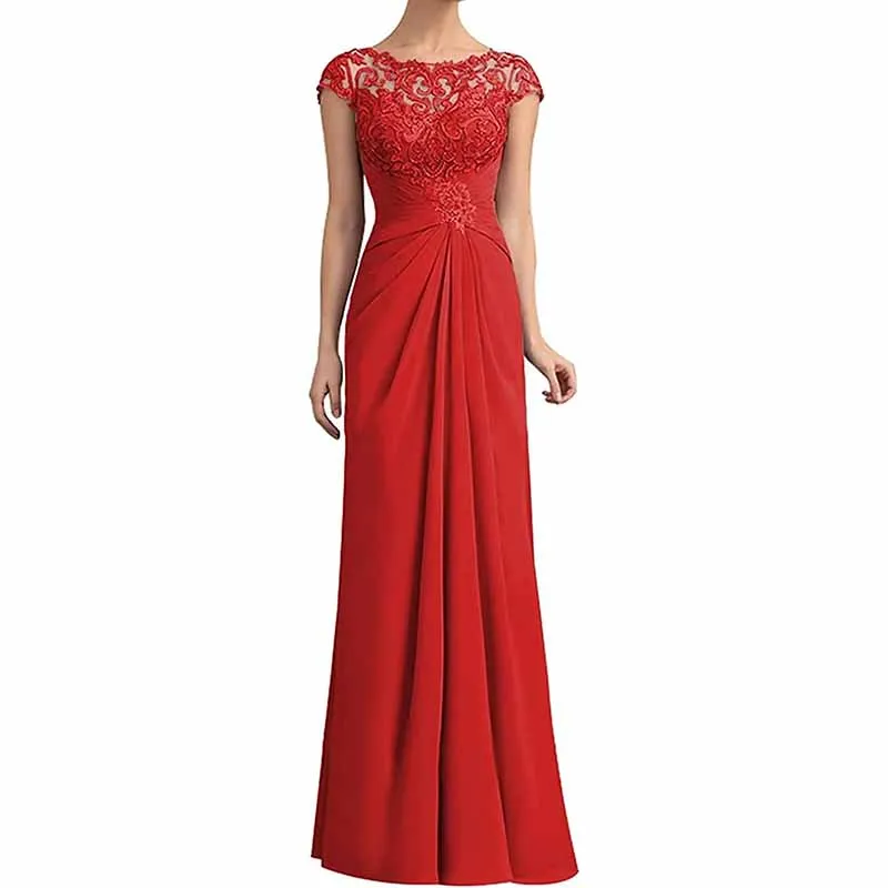 Mother of The Bride Dresses Lace Chiffon Long Formal Evening Dress Wedding Guest Dresses