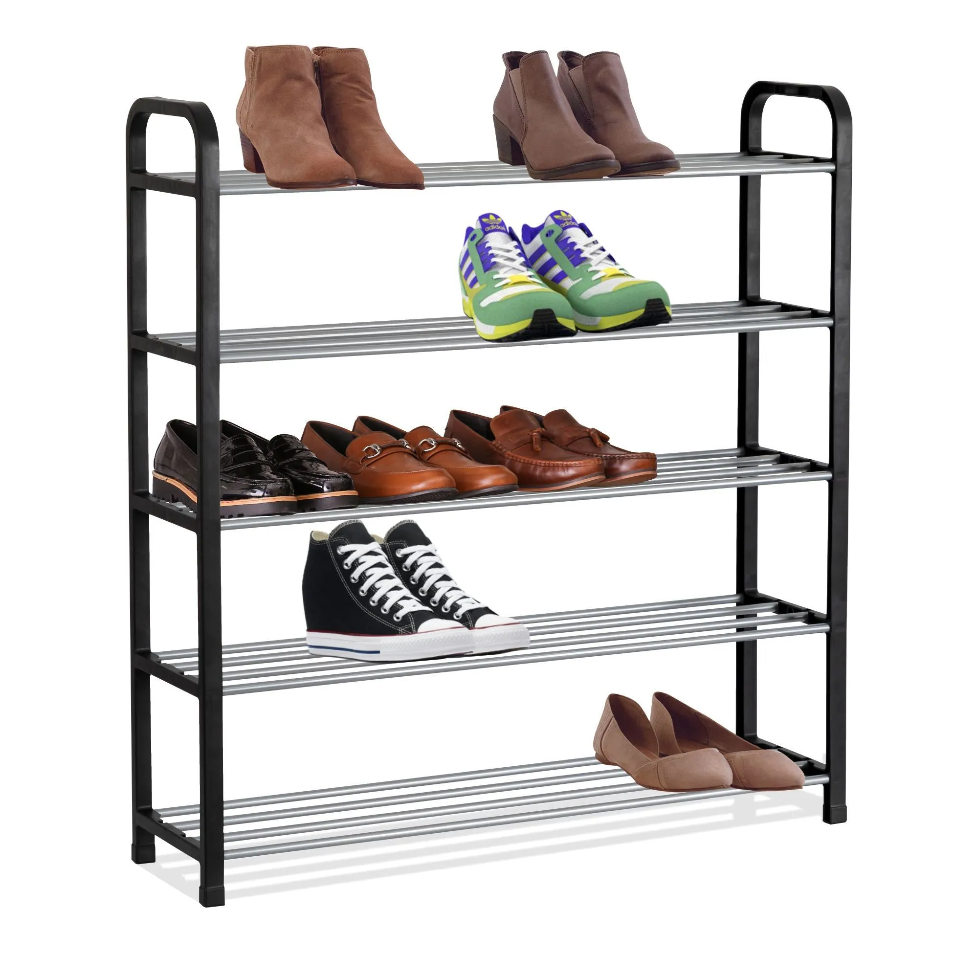 Olsen & Smith 3 Tier Shoe Storage Rack Organiser Small , Quick Assembly No Tools Required, Holds 12 to 15 pairs (W) 92cm x (H) 54cm x (D) 29cm Black