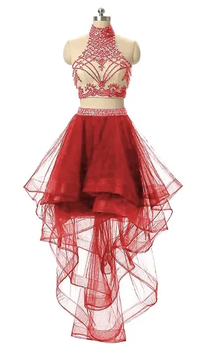 Orange 2 Pieces Homecoming Dress