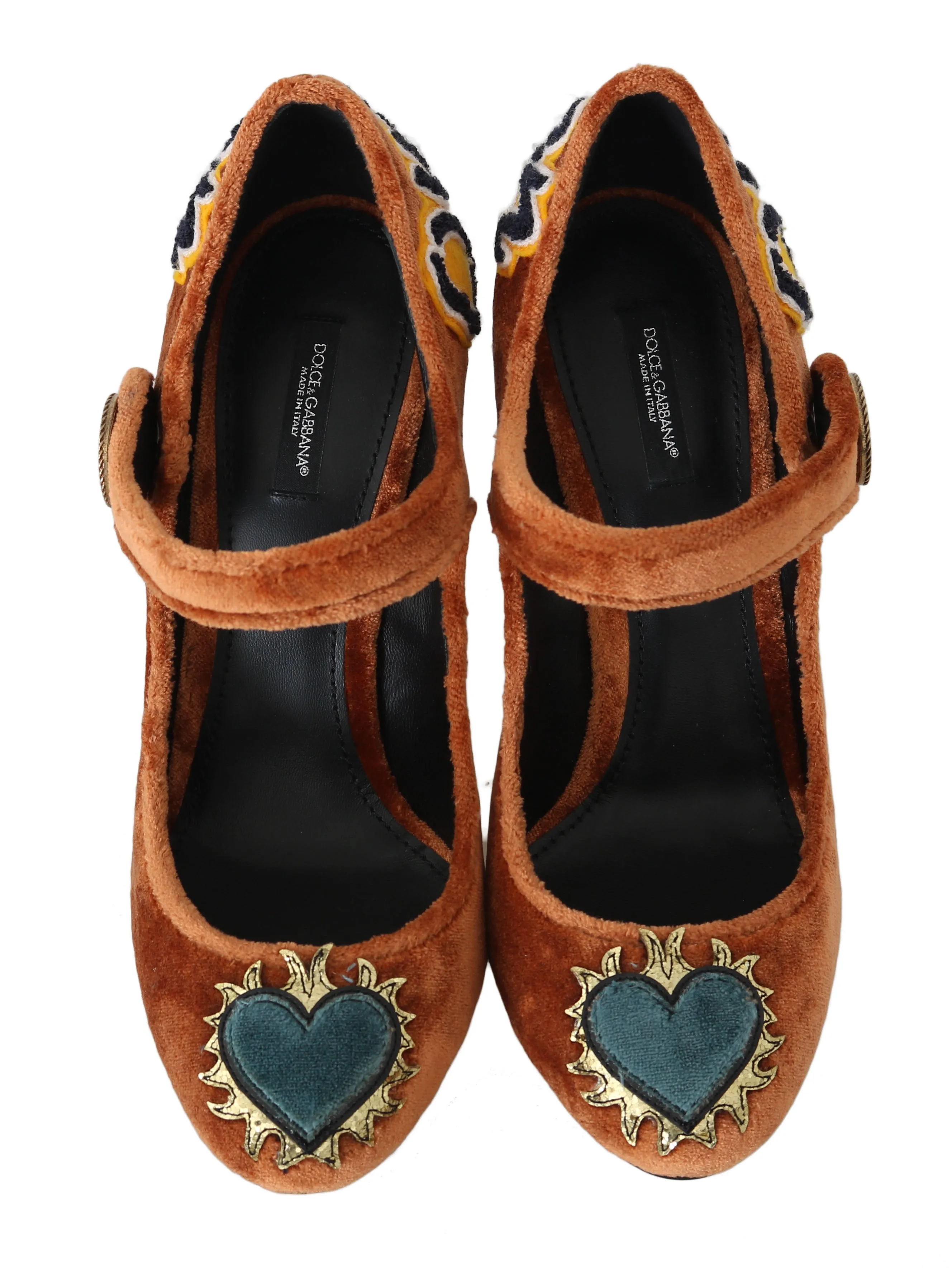 Orange Velvet Queen Heart Mary Janes