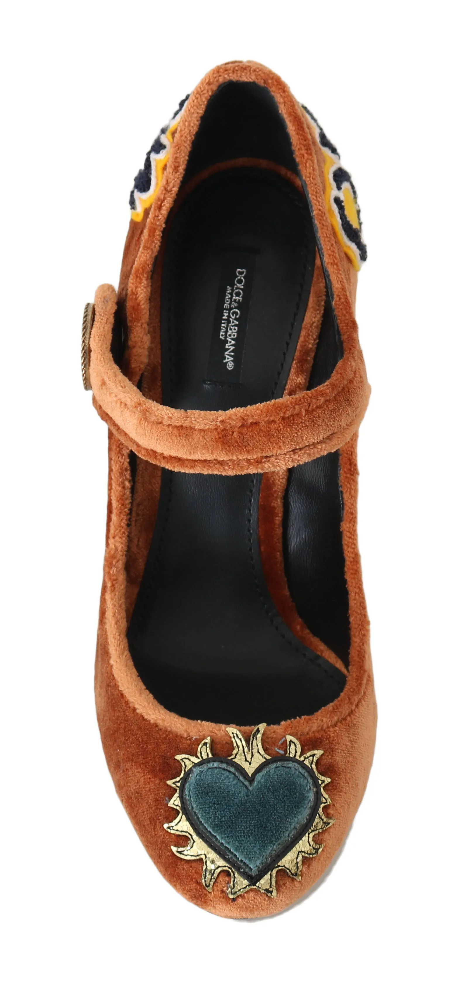Orange Velvet Queen Heart Mary Janes