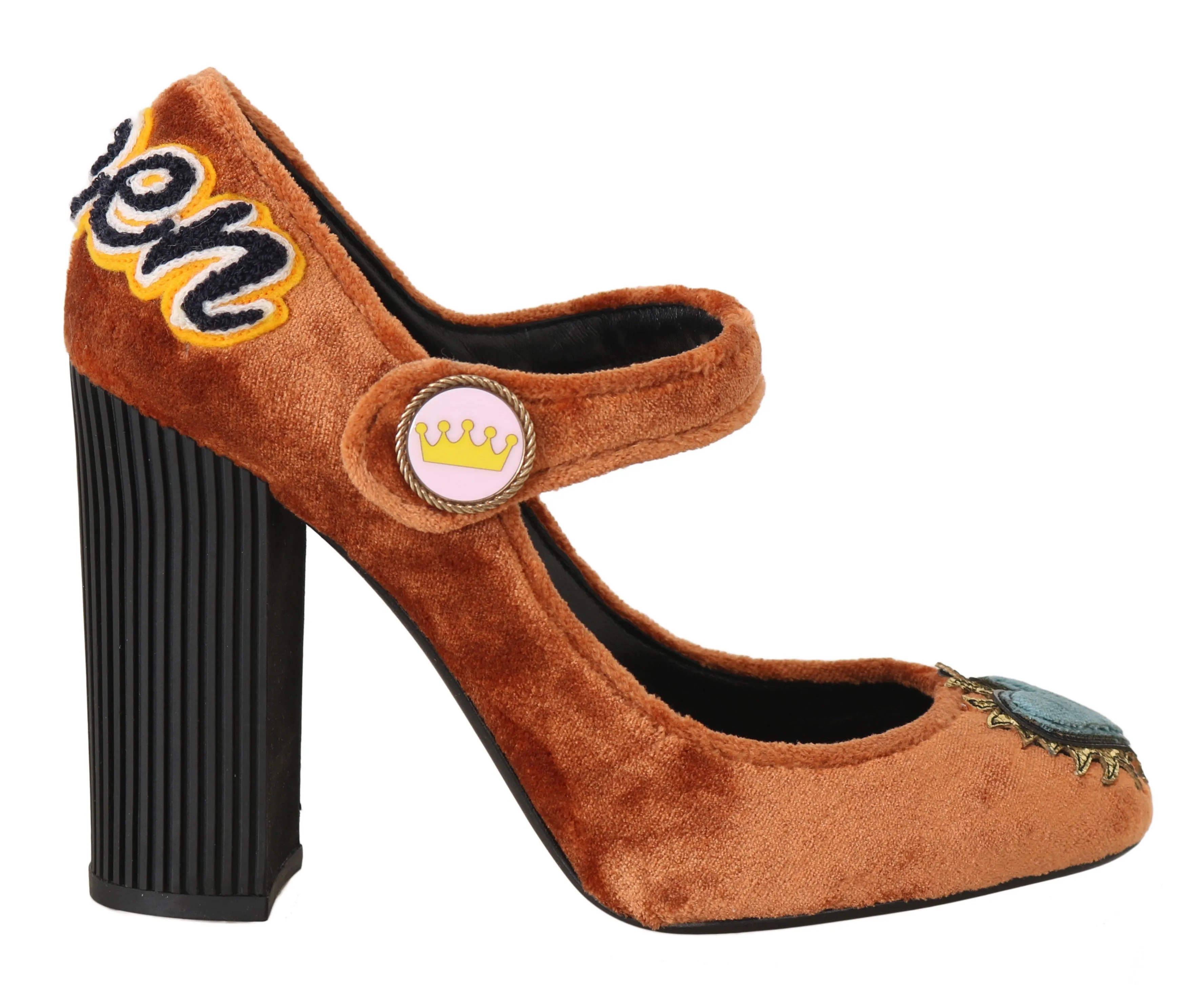 Orange Velvet Queen Heart Mary Janes