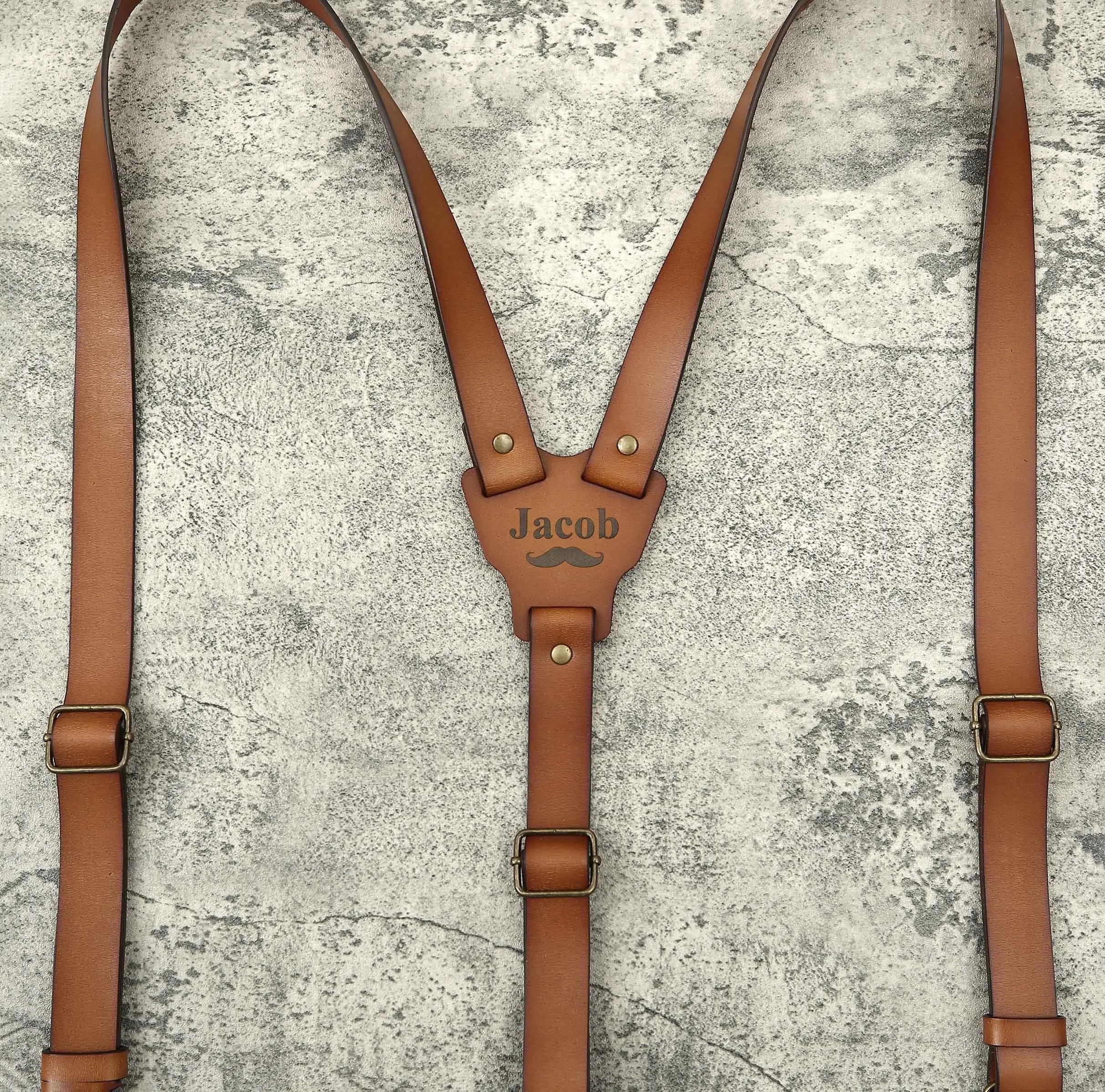 Personalized Rustic Wedding Suspenders Groomsmen Brown Leather Suspenders Mens Rustic Wedding Suspenders Boys Suspenders Ring Bearer