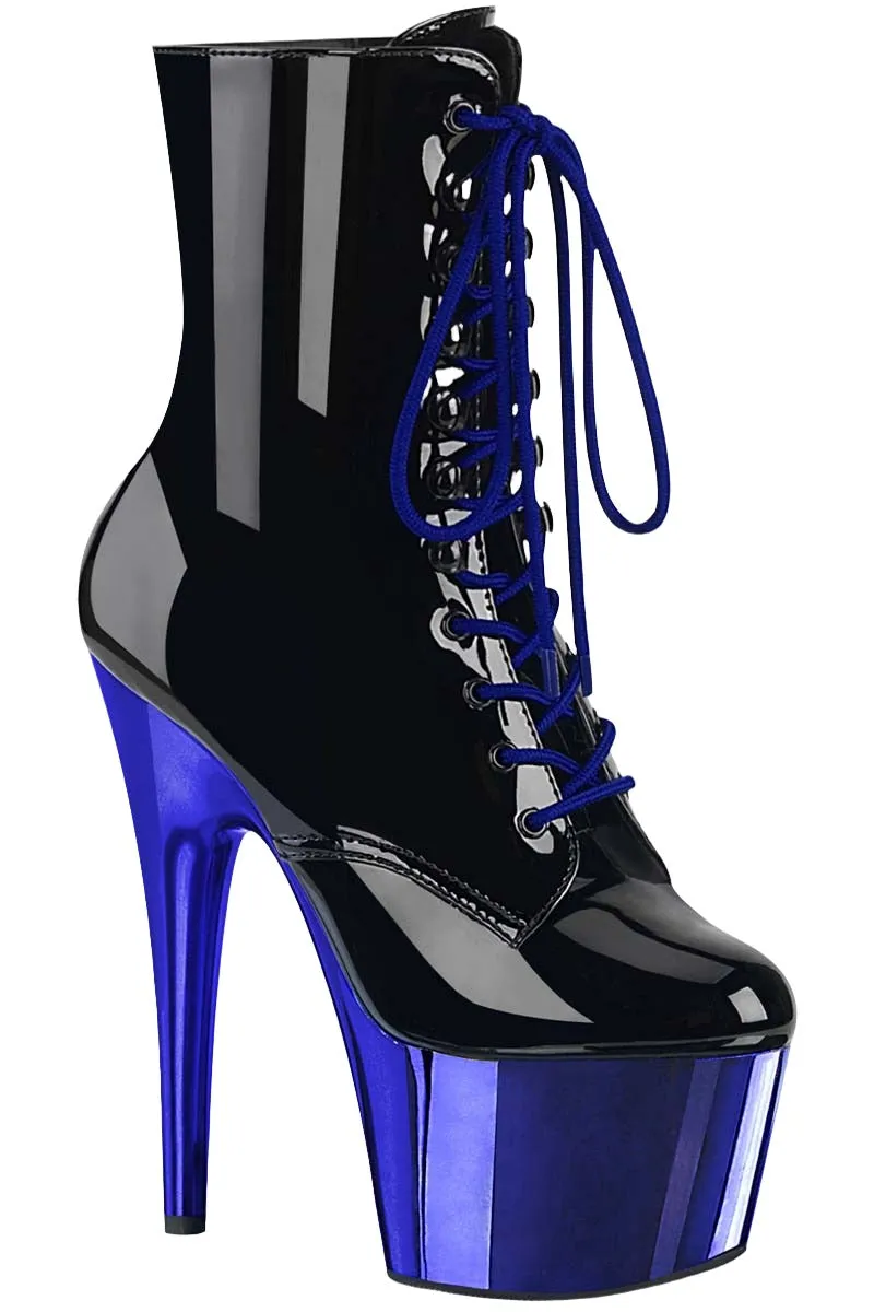 Pleaser ADORE 1020 Royal Blue Chrome Boots