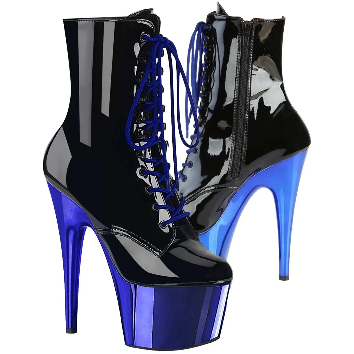 Pleaser ADORE 1020 Royal Blue Chrome Boots