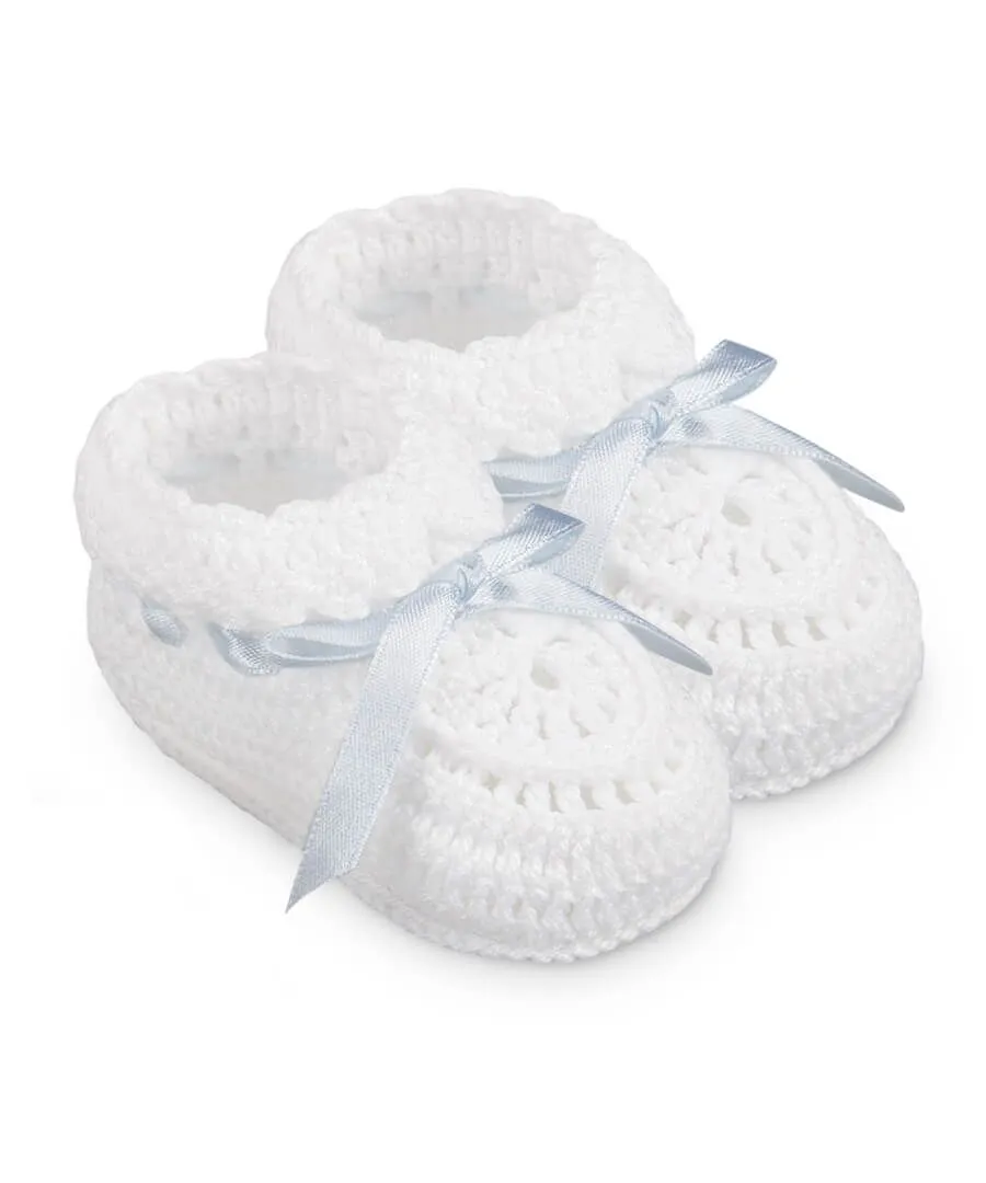 Ribbon Booties - White/Blue