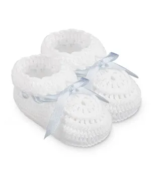 Ribbon Booties - White/Blue