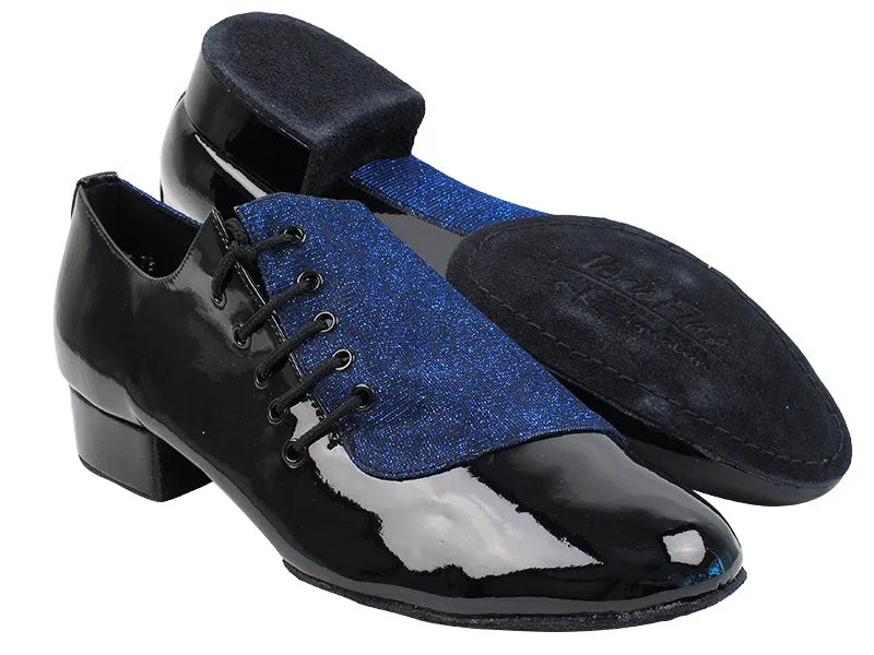 S2519 190 Glitter Dark Blue Satin_75 Black Patent PU