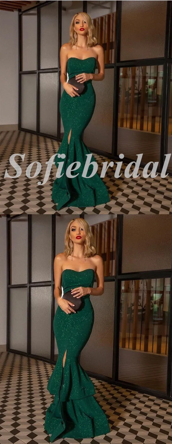 Sexy Special fabric Sweetheart Sleeveless Side Slit MermaidLong Prom Dresses, PD0859