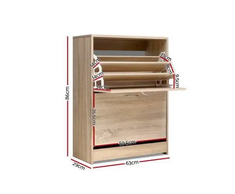 Shoe Cabinet Shoes Storage Rack 24 Pairs Organiser Shelf Cupboard Oak