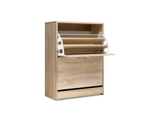 Shoe Cabinet Shoes Storage Rack 24 Pairs Organiser Shelf Cupboard Oak