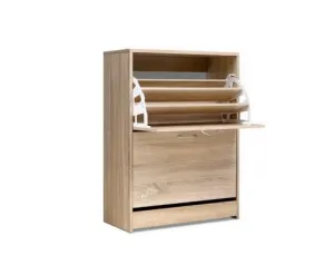 Shoe Cabinet Shoes Storage Rack 24 Pairs Organiser Shelf Cupboard Oak
