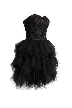 Short Lace Tulle Prom Dresses Homecoming Dresses With Beading TR0013