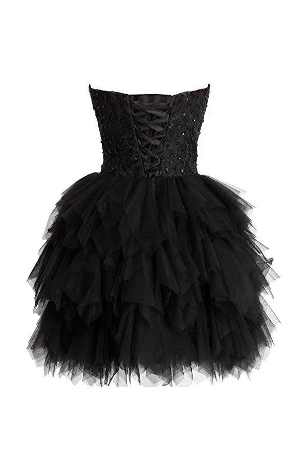Short Lace Tulle Prom Dresses Homecoming Dresses With Beading TR0013