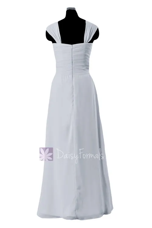 Silver Bridesmaid Dress Long Silver Grey Formal Dress Evening Dress (BM732)