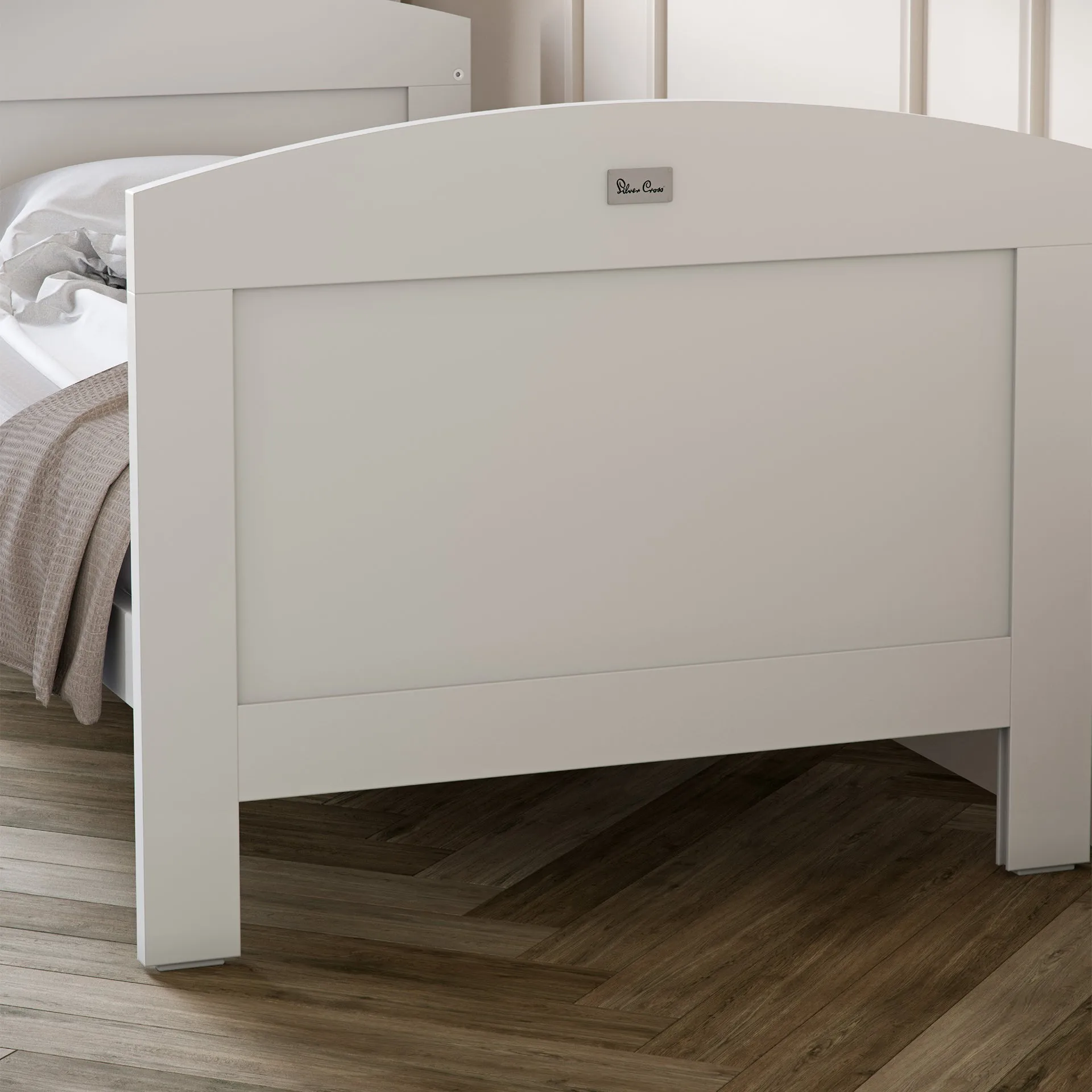Silver Cross Valencia 5 Piece Nursery Furniture Set with Cot Bed, Dresser, Wardrobe, Carmel Rocking Chair and TrueFit Eco Fibre Mattress
