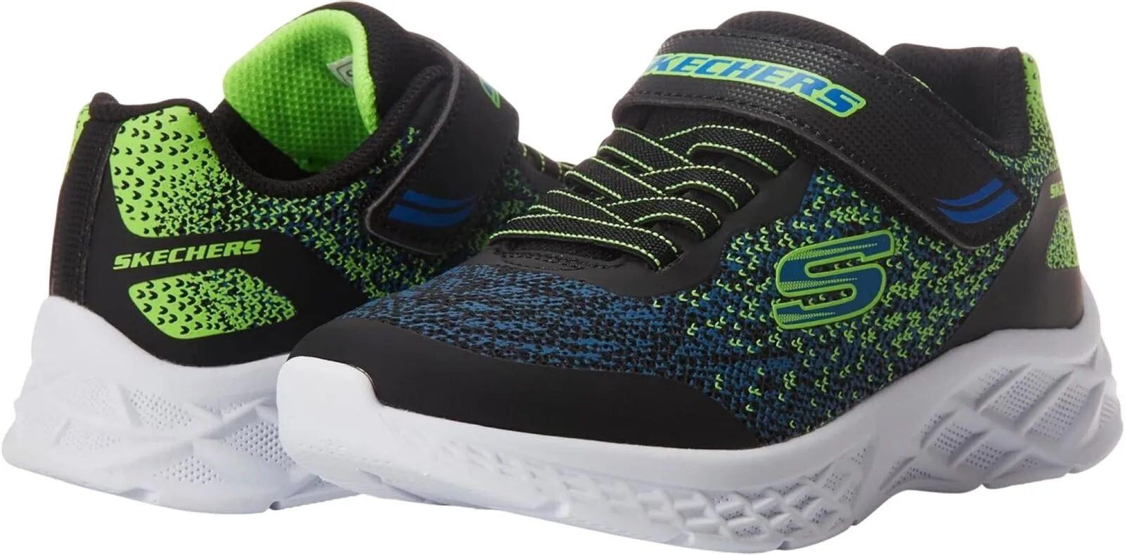 Skechers Kids Boys Microspec 2.0 Sneaker Glide-Step Black / Blue / Lime 6T