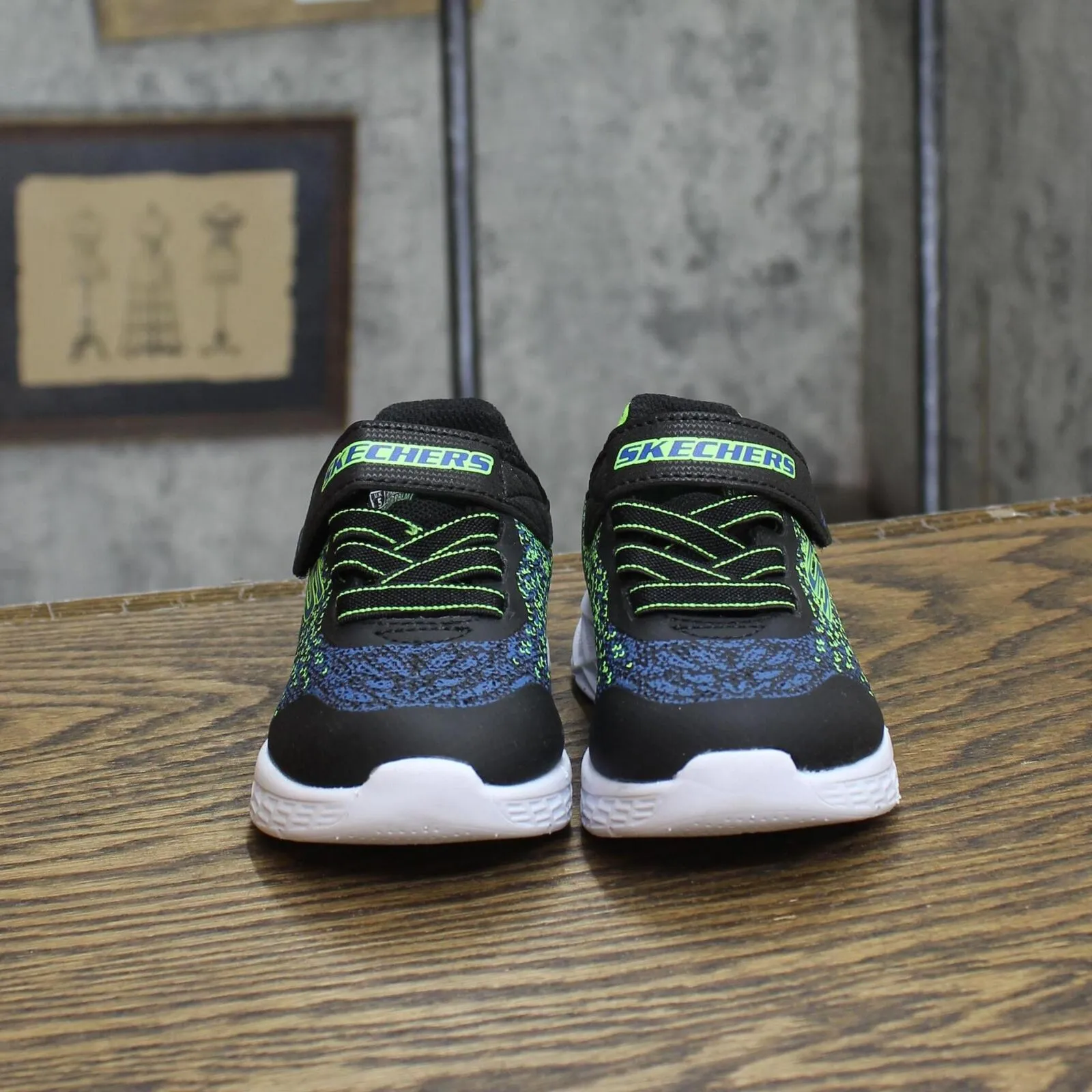 Skechers Kids Boys Microspec 2.0 Sneaker Glide-Step Black / Blue / Lime 6T