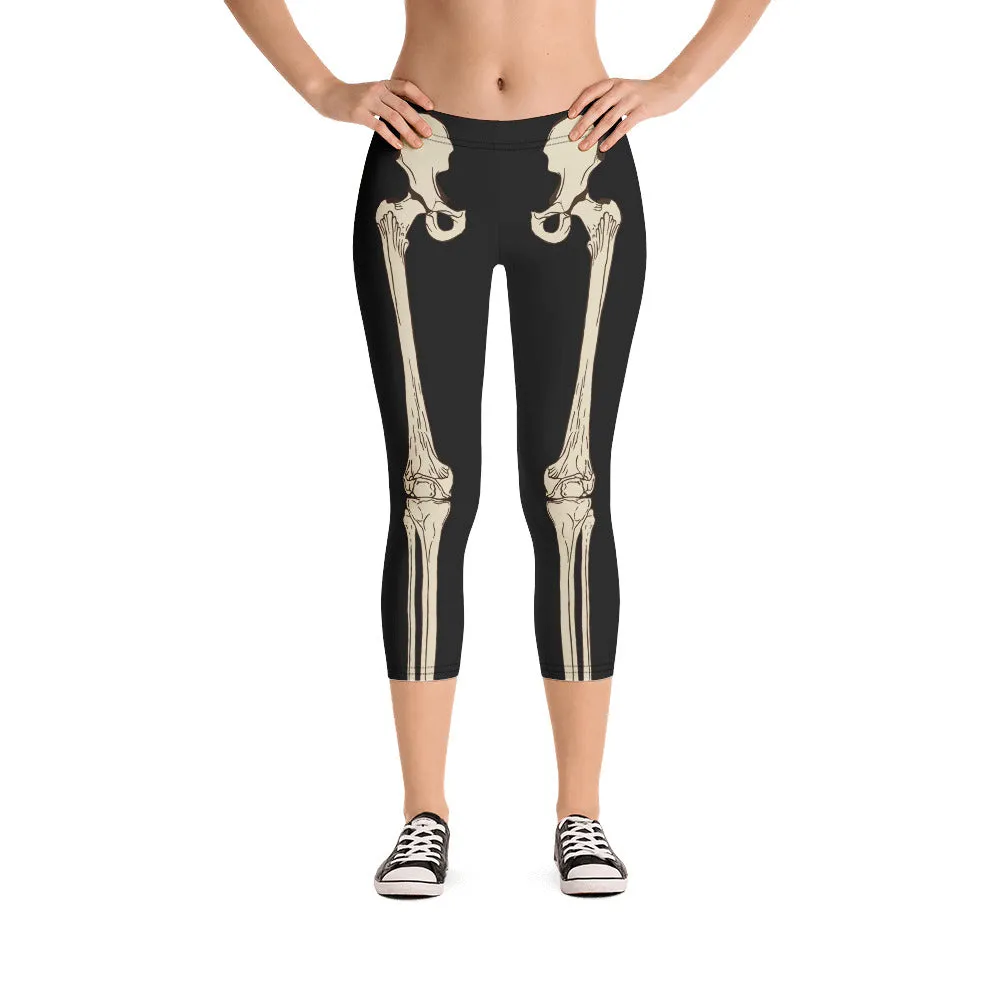 Skeleton Mid-waist Capri Leggings