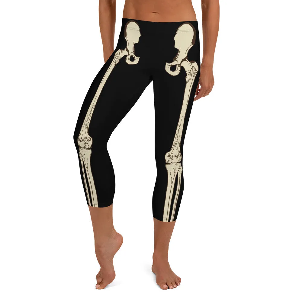Skeleton Mid-waist Capri Leggings