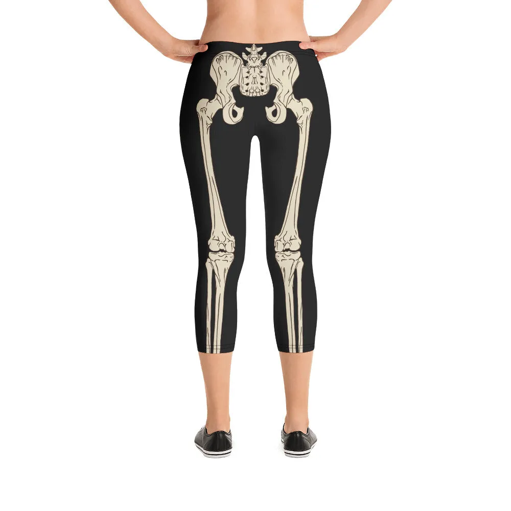 Skeleton Mid-waist Capri Leggings
