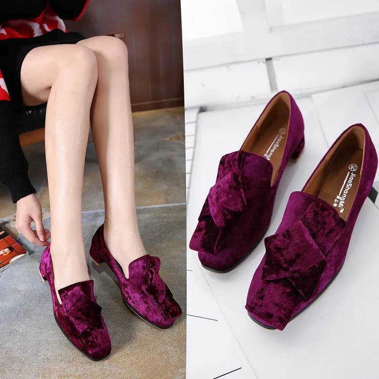 Spring and Summer Casual Women's Shoes Fashion Square Head Beef Tendon Bottom Women's Suede Shoes