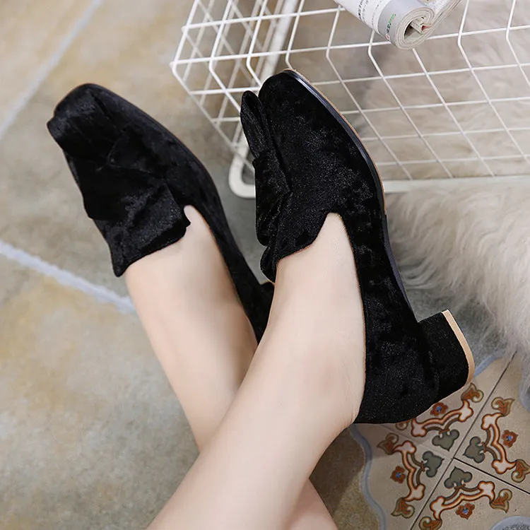 Spring and Summer Casual Women's Shoes Fashion Square Head Beef Tendon Bottom Women's Suede Shoes