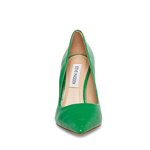 Steve Madden Vala Green Croco Fashion Magazine Pointed Toe Stiletto Dress Pumps (Green Croco, 9)