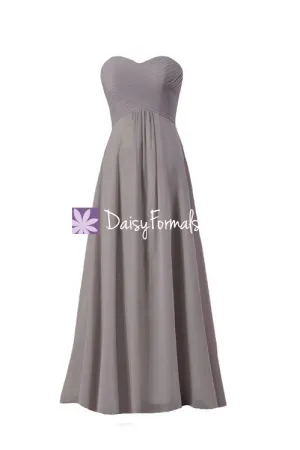 Strapless Chiffon Evening Gown Long Beach Wedding Party Formal Wears (BM2442L)