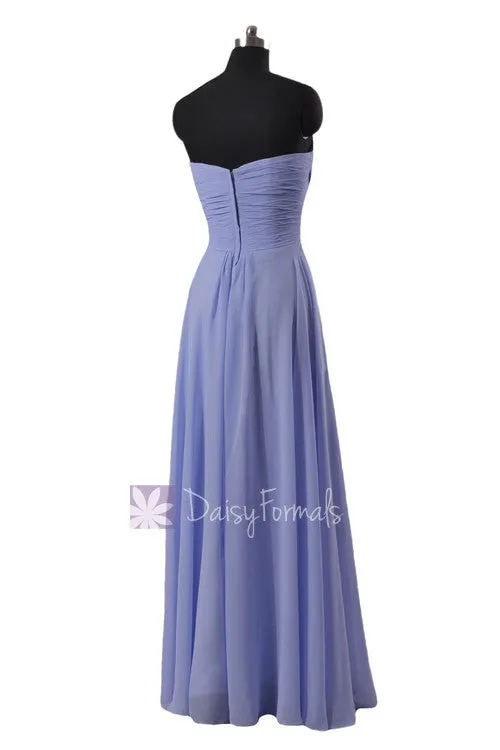 Strapless Chiffon Evening Gown Long Beach Wedding Party Formal Wears (BM2442L)