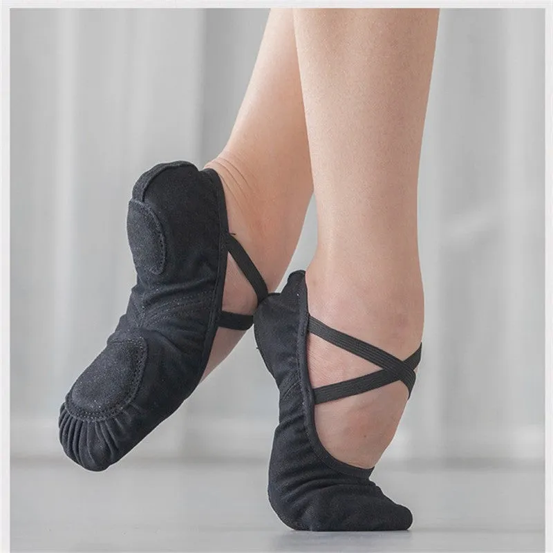 Stretchy Canvas Split-Sole Ballet Shoe