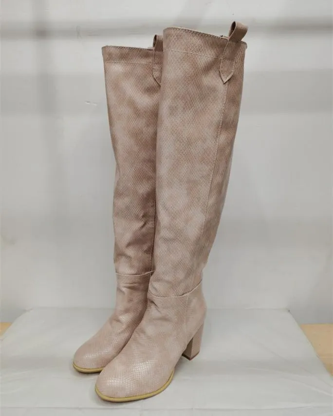 Thigh High Slouch Boot - Warm Khaki