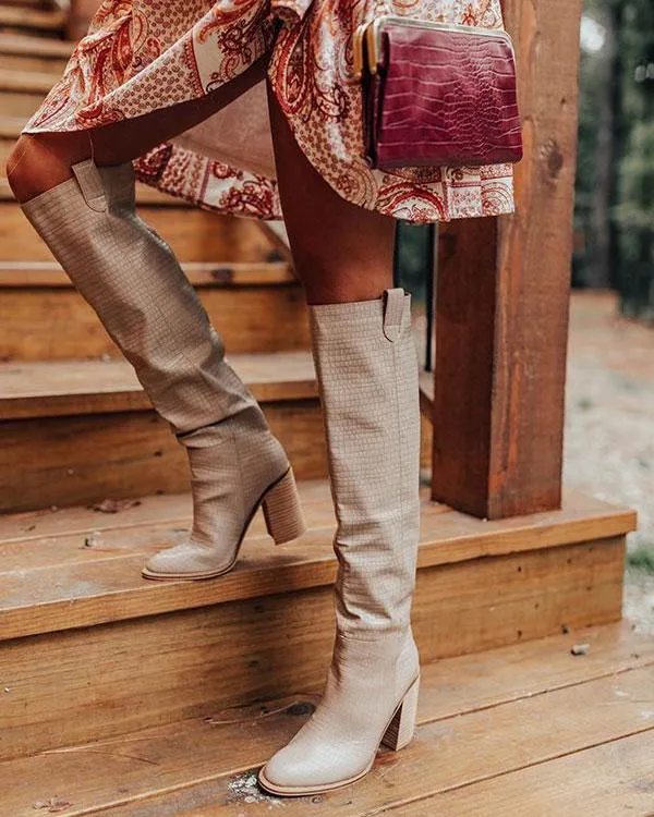 Thigh High Slouch Boot - Warm Khaki
