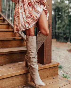 Thigh High Slouch Boot - Warm Khaki