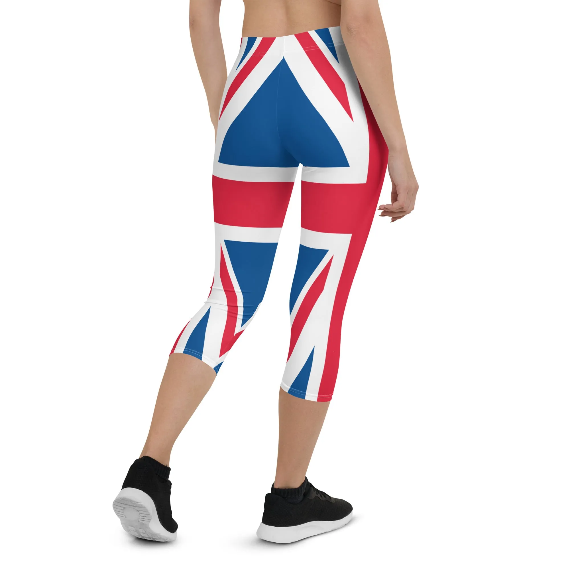 UK Flag Mid-waist Capri Leggings