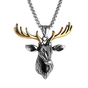 Vintage Reindeer Men's Stainless Steel Necklace