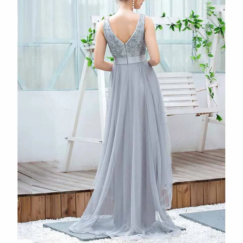 Women A Line Bridesmaid Dress High-Low Sequin Wedding Guest Dress Tutu Gowns
