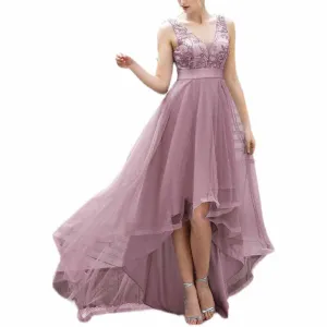 Women A Line Bridesmaid Dress High-Low Sequin Wedding Guest Dress Tutu Gowns