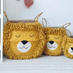 Yellow Lion Handwoven Storage Basket (Extra Large)